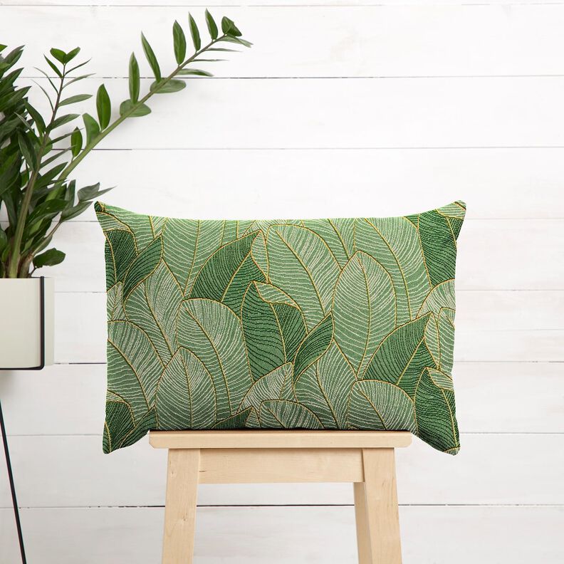 Decor Fabric Tapestry Fabric sea of leaves – light green/black,  image number 7