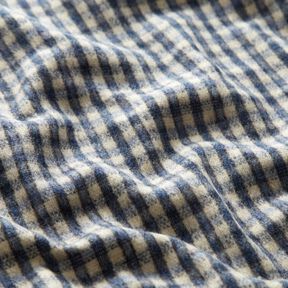 Coat fabric wool blend small check – beige/blue, 