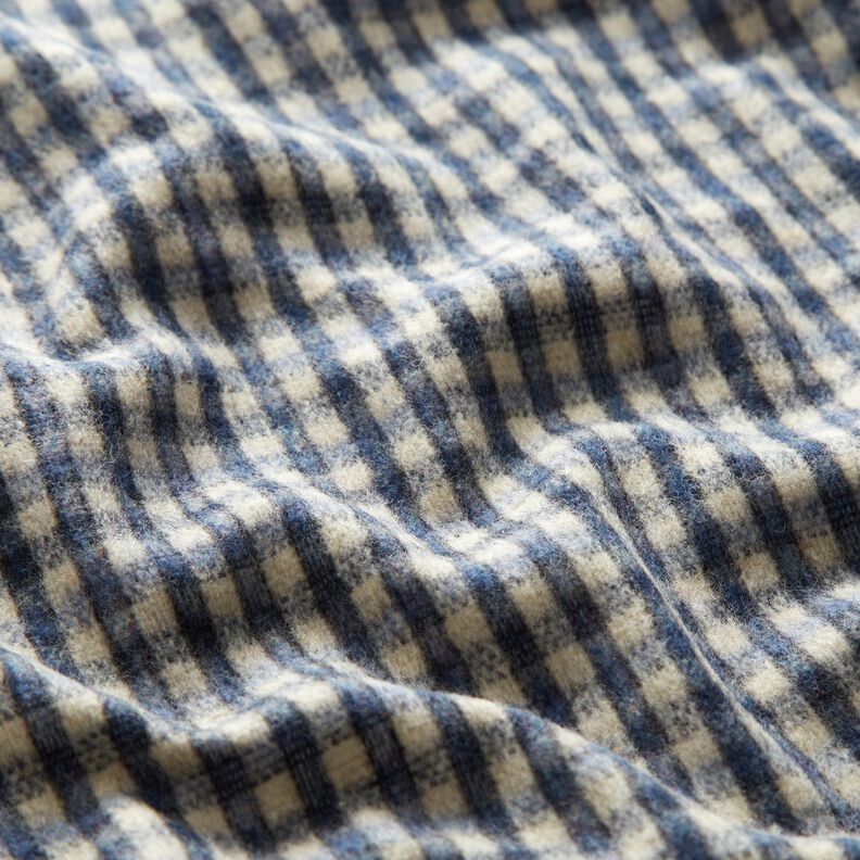 Coat fabric wool blend small check – beige/blue,  image number 2