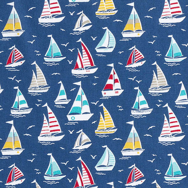 Cotton Cretonne sailing trip – ocean blue/white,  image number 1