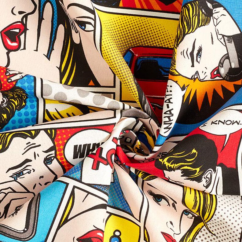 Decor Fabric Half Panama Comic pop art – white,  image number 4