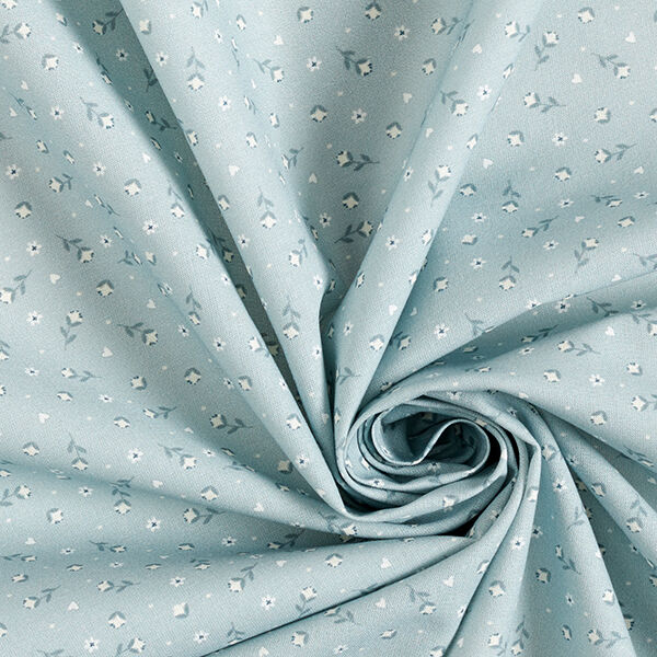 Cotton Poplin Little Flowers – dove blue,  image number 3
