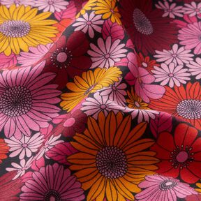 viscose fabric Summer Flowers – fire red/black, 