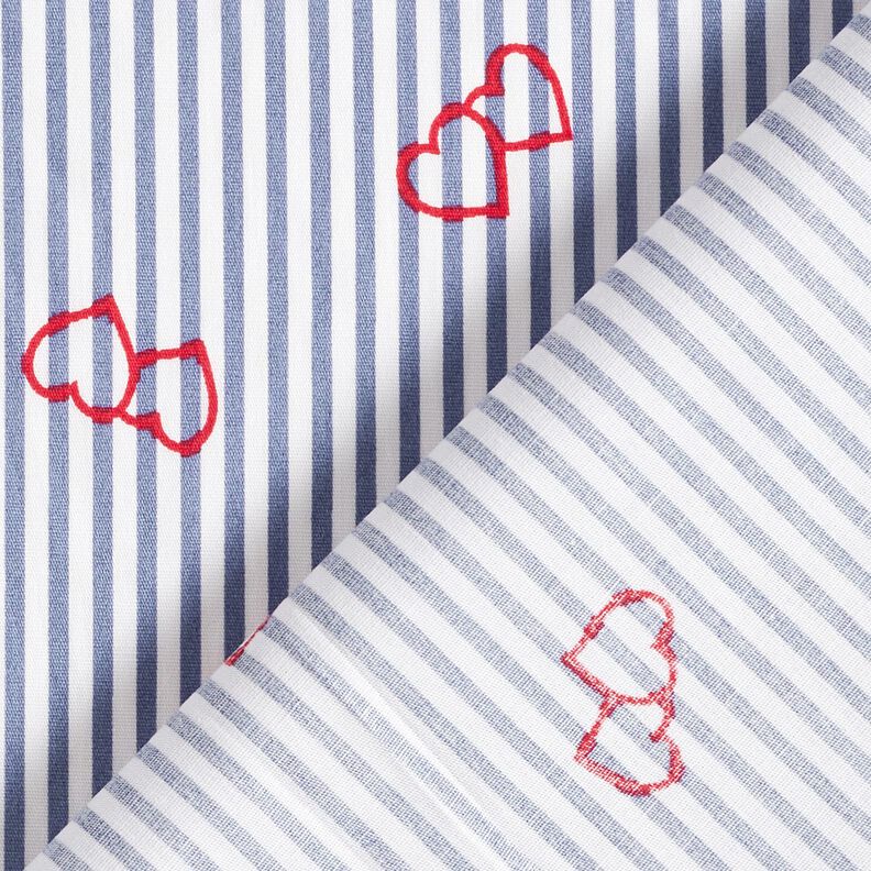 Stretch Poplin stripes and hearts – white/indigo, image number 4