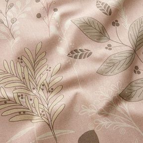 Decor Fabric Half Panama Delicate Branches – light dusky pink/natural, 