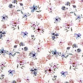GOTS Cotton Jersey Watercolour flowers Digital Print – offwhite/pastel violet, 