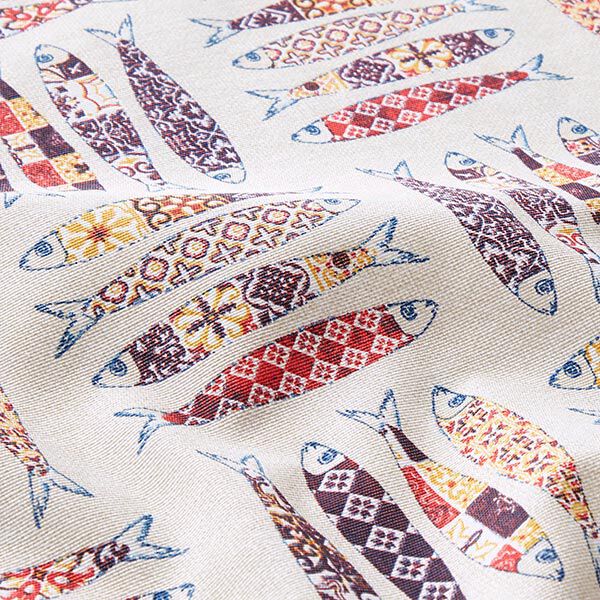 Decor Fabric Canvas Sardines – red/natural,  image number 2