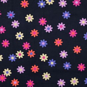 Baby Cord Flowers with glitter print | Poppy Fabrics – navy blue, 