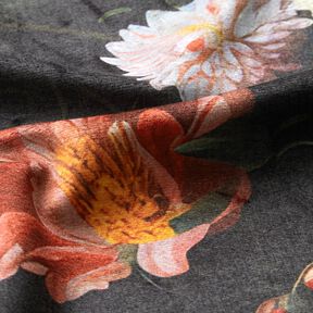 Decor Velvet romantic flowers – anthracite/rosé, 