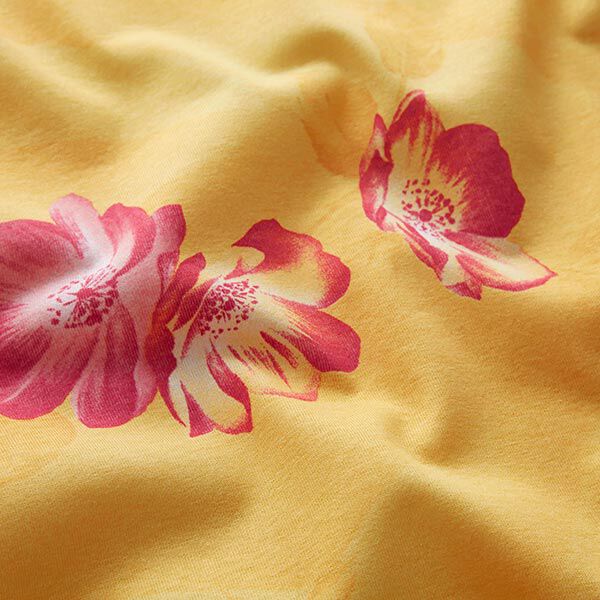 Large flowers cotton jersey – yellow,  image number 2