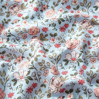 Double Gauze/Muslin Flower Meadow Digital Print  – baby blue, 