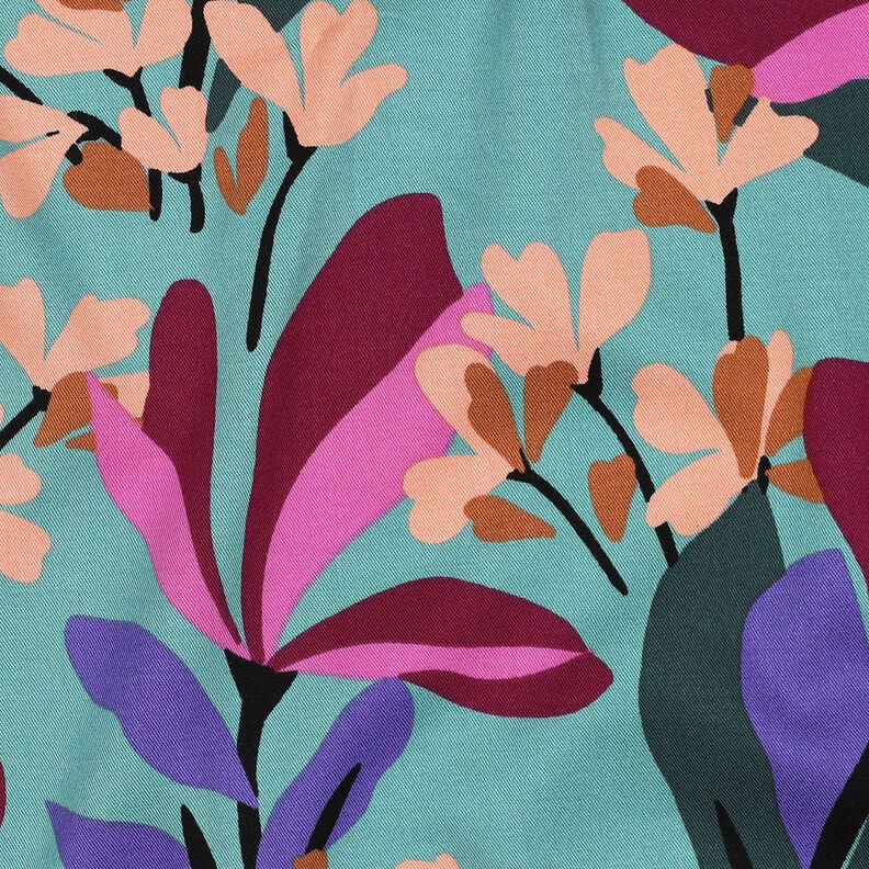 viscose fabric stretch Spring Garden | Nerida Hansen – aqua blue/burgundy,  image number 2