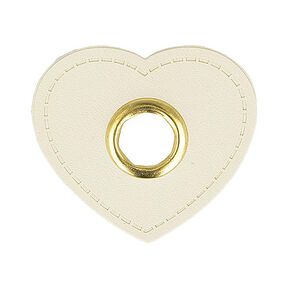 Imitation Leather Eyelet Patch Hearts [ 4 pieces ] – offwhite, 