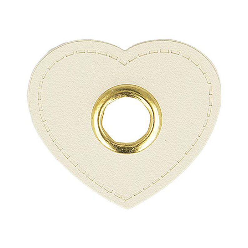 Imitation Leather Eyelet Patch Hearts [ 4 pieces ] – offwhite,  image number 1