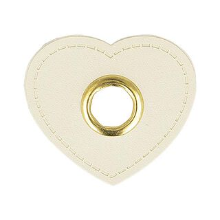 Imitation Leather Eyelet Patch Hearts  [ 4 pieces ] – offwhite, 