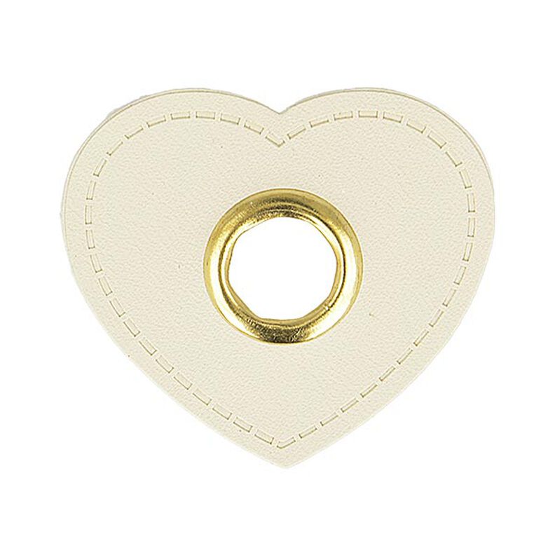 Imitation Leather Eyelet Patch Hearts  [ 4 pieces ] – offwhite,  image number 1