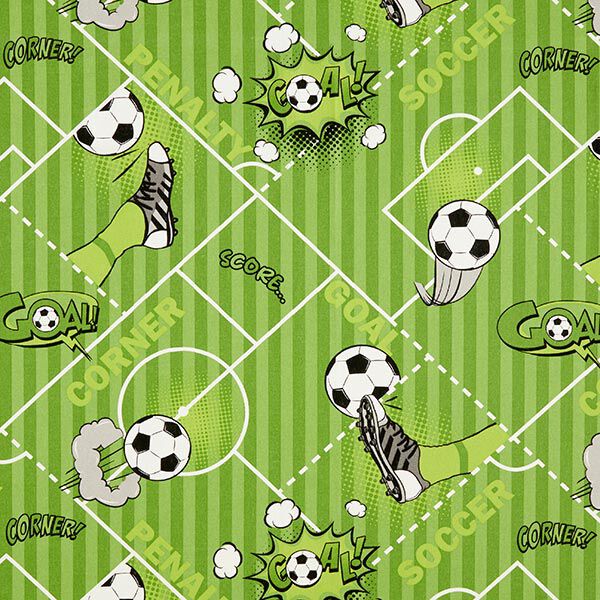 Decor Fabric Half Panama Football game – green,  image number 1