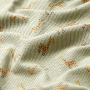 Ribbed Jersey Cute giraffes – khaki, 