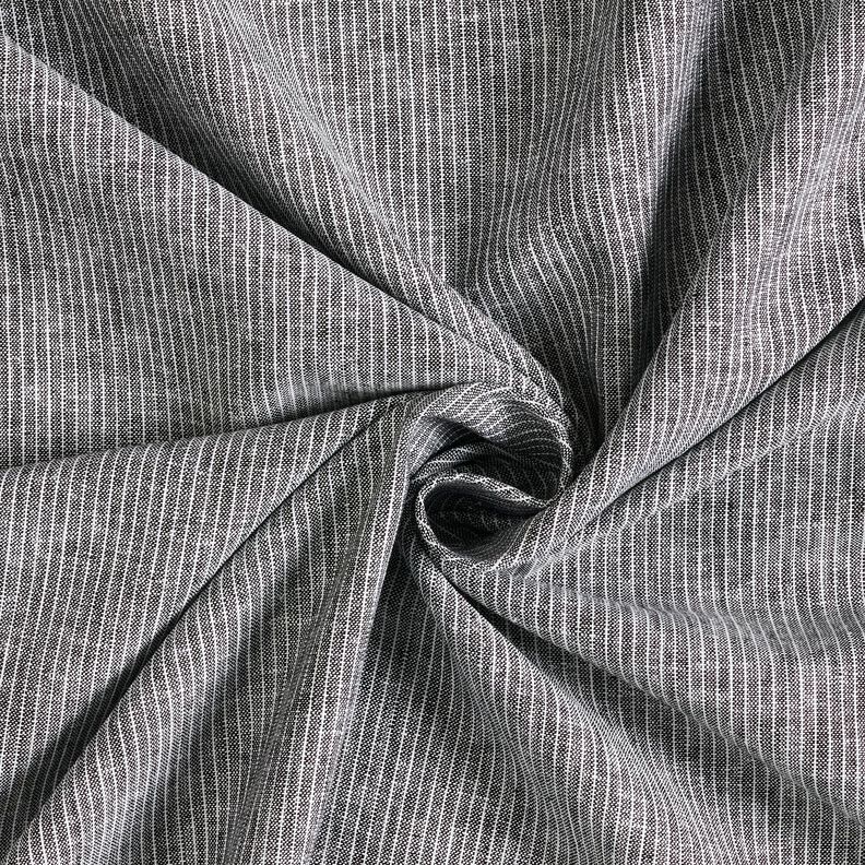 Linen Cotton Blend Narrow Stripes – black/white,  image number 3