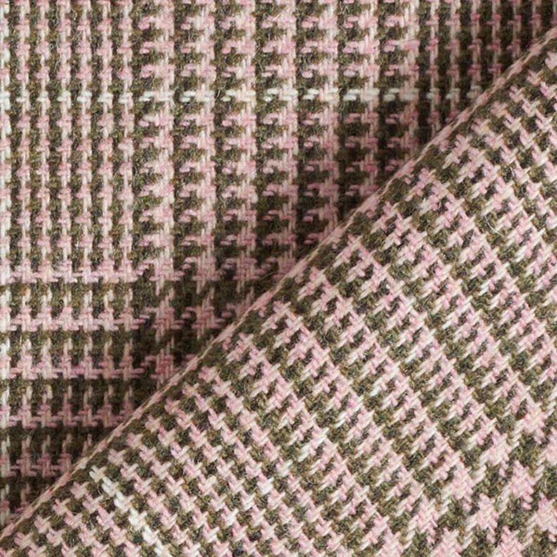 Glen Plaid Wool Fabric – pink/khaki,  image number 5