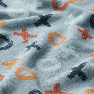 Brushed Sweatshirt Fabric Tic-Tac-Toe – steel blue, 