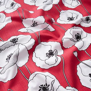 Decor Fabric Panama poppies – carmine/white, 