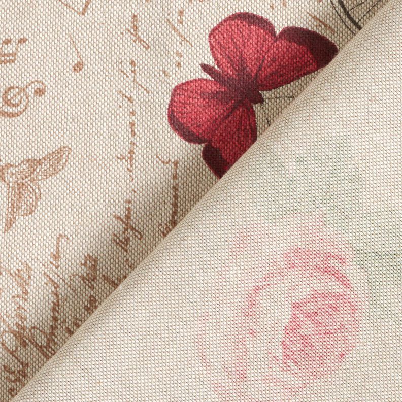 Decor Fabric Half Panama romantic collage – natural/pale berry,  image number 4