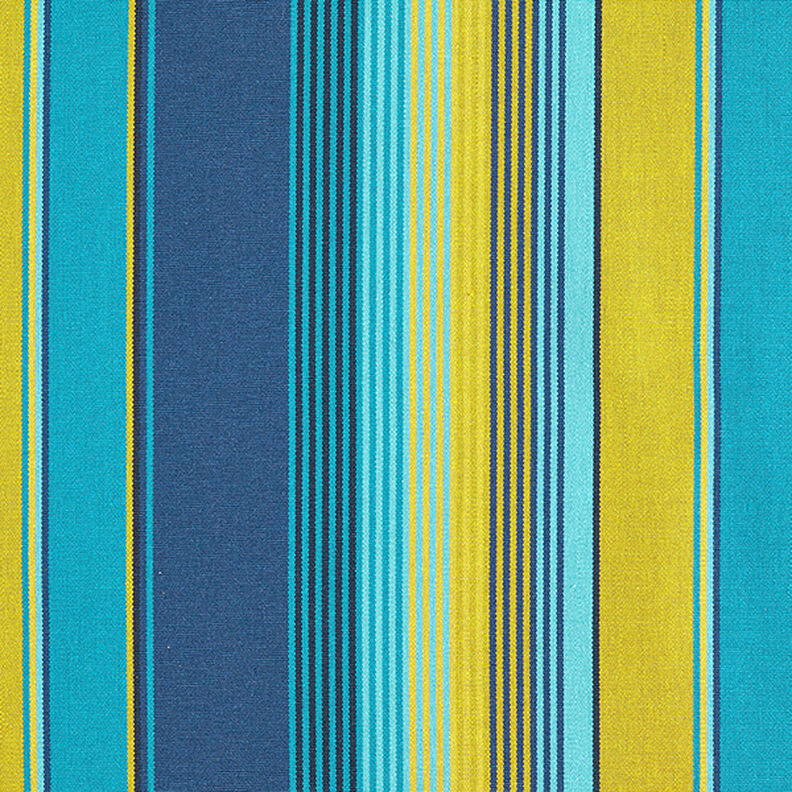 Outdoor Fabric Canvas Stripes – blue/mustard,  image number 1