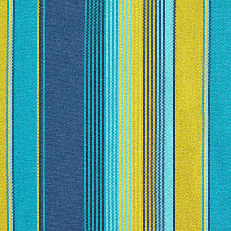 Outdoor Fabric Canvas Stripes – blue/mustard,  image number 1