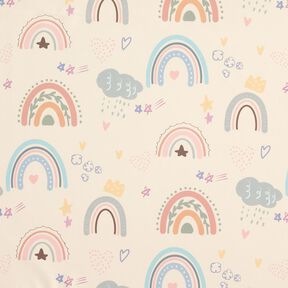 Raincoat Fabric colourful rainbows Digital Print – cream, 