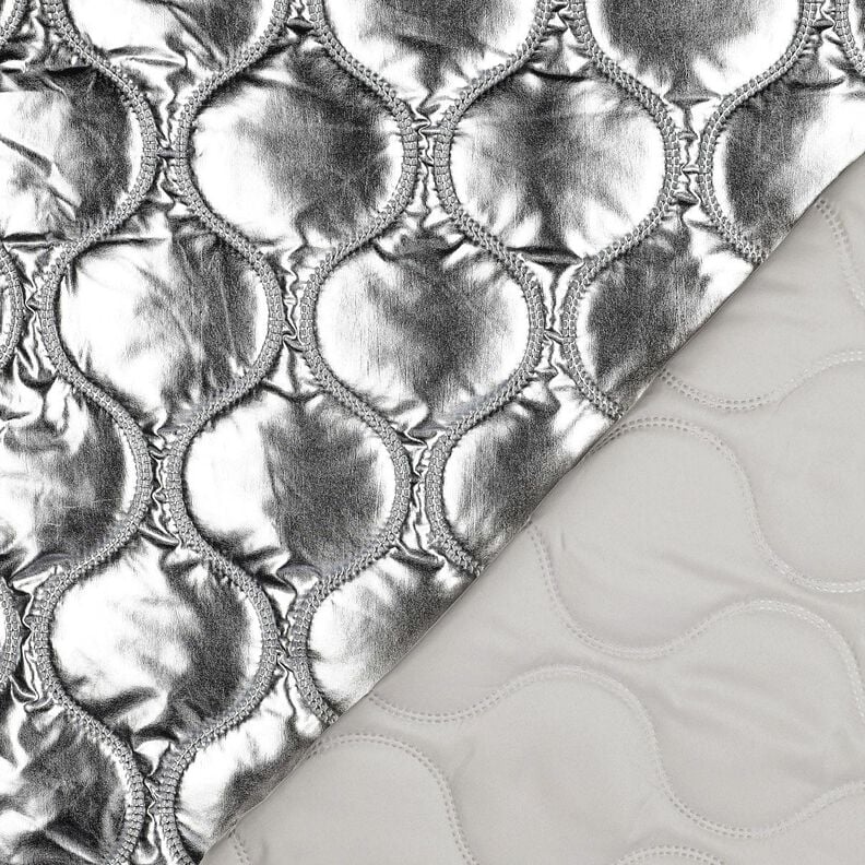 Quilted Fabric serpentine lines – metallic silver, image number 4