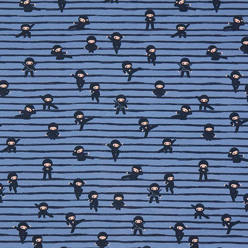 Cotton Jersey Stripe Ninjas  – blue grey,  image number 1
