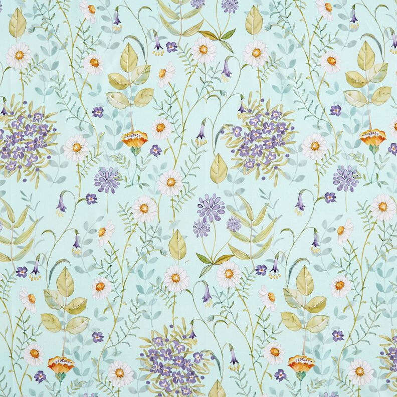 Cotton Poplin wildflowers – pale mint/lavender,  image number 1
