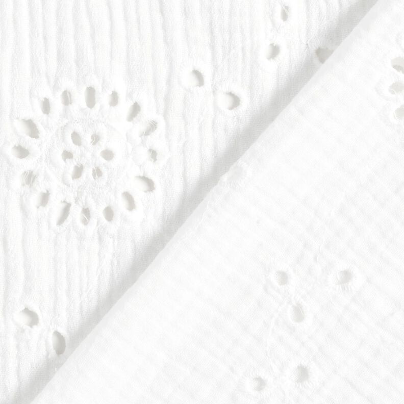 Double Gauze/Muslin Broderie Anglaise Flowers – white,  image number 4