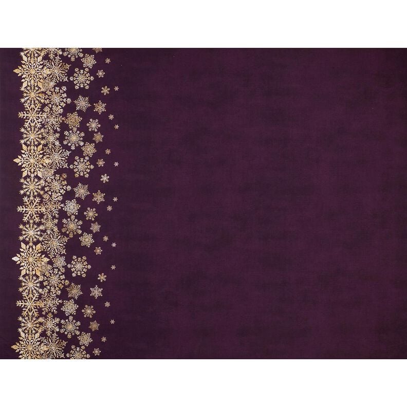 French Terry Ice Flowers Border Fabric | Glitzerpüppi – aubergine/antique gold, image number 1