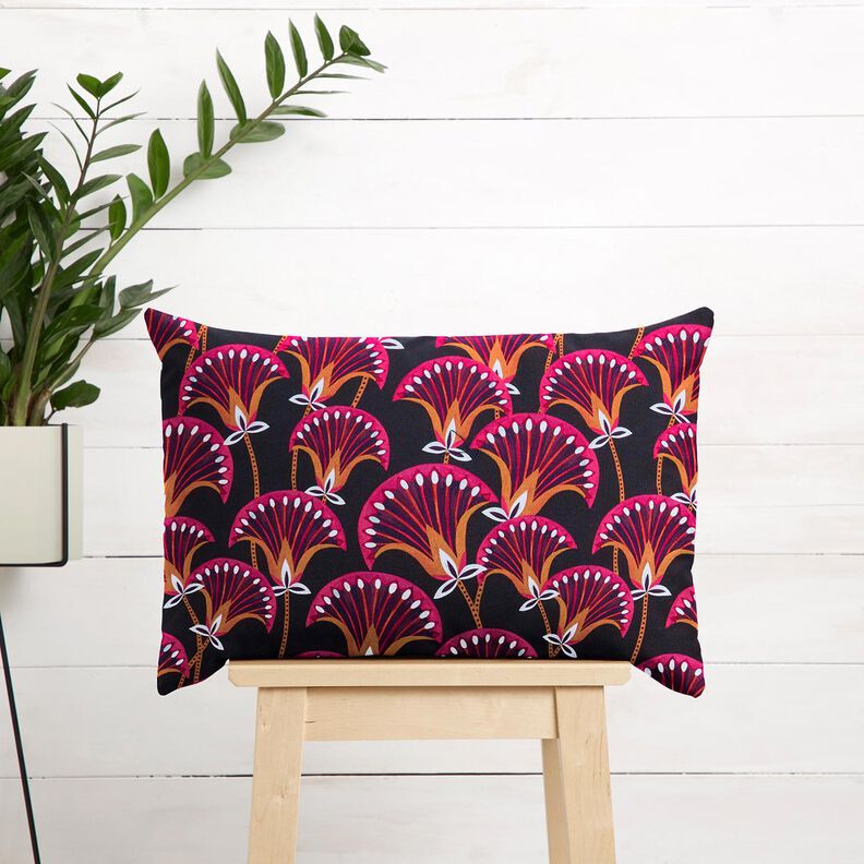 Decor Fabric Canvas Floral Fans – black/pink, image number 6