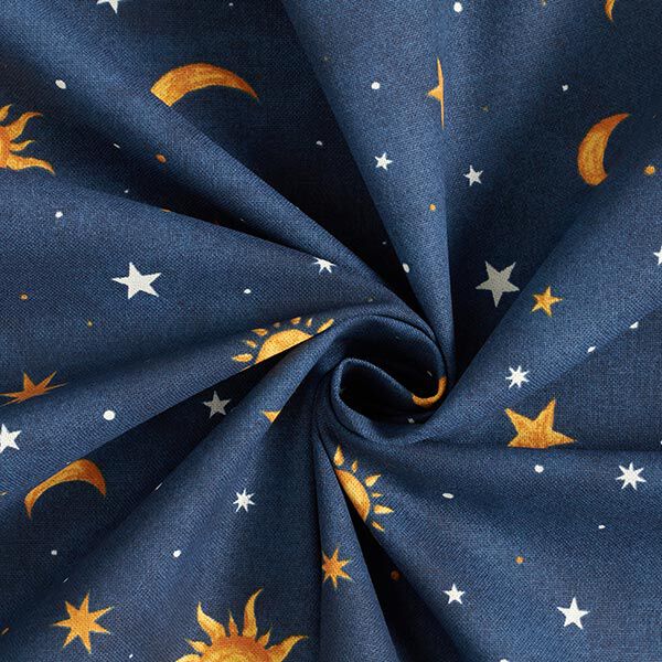 Decor Fabric Glow in the dark night sky – gold/navy blue,  image number 5