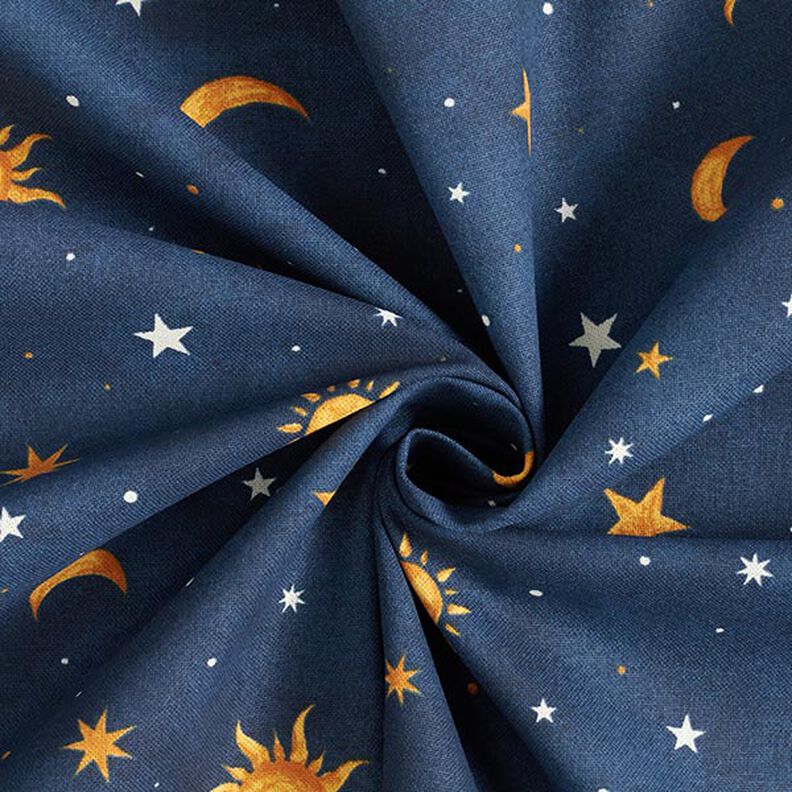 Decor Fabric Glow in the dark night sky – gold/navy blue,  image number 5