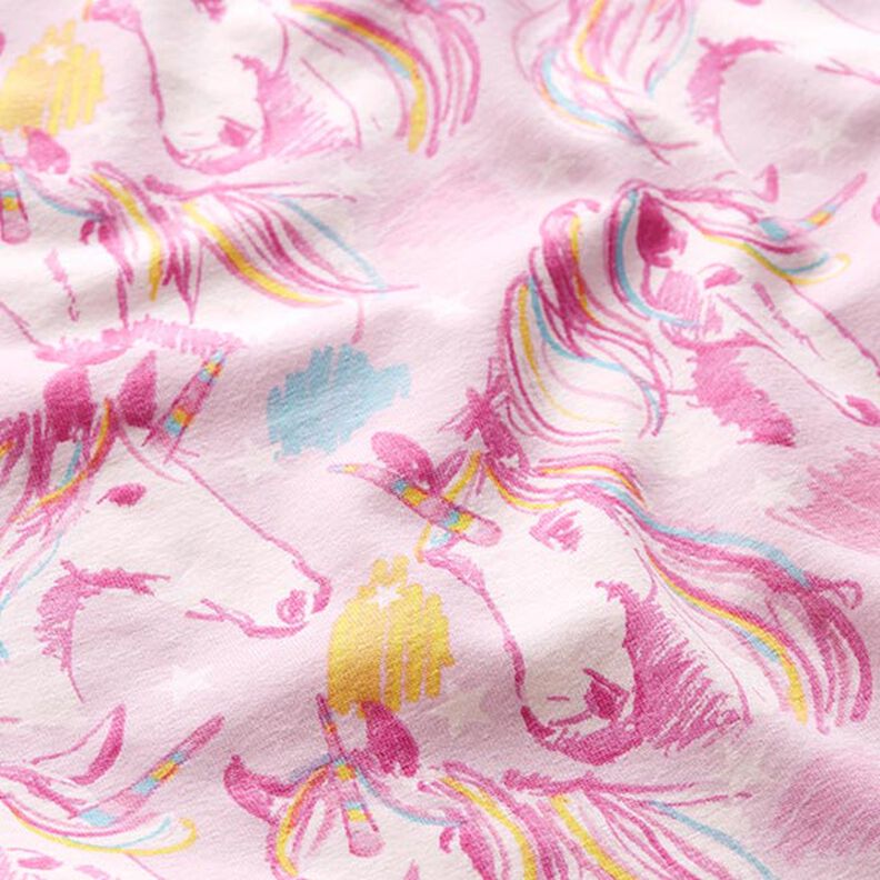Cotton Jersey Scribble Unicorn – pink,  image number 2