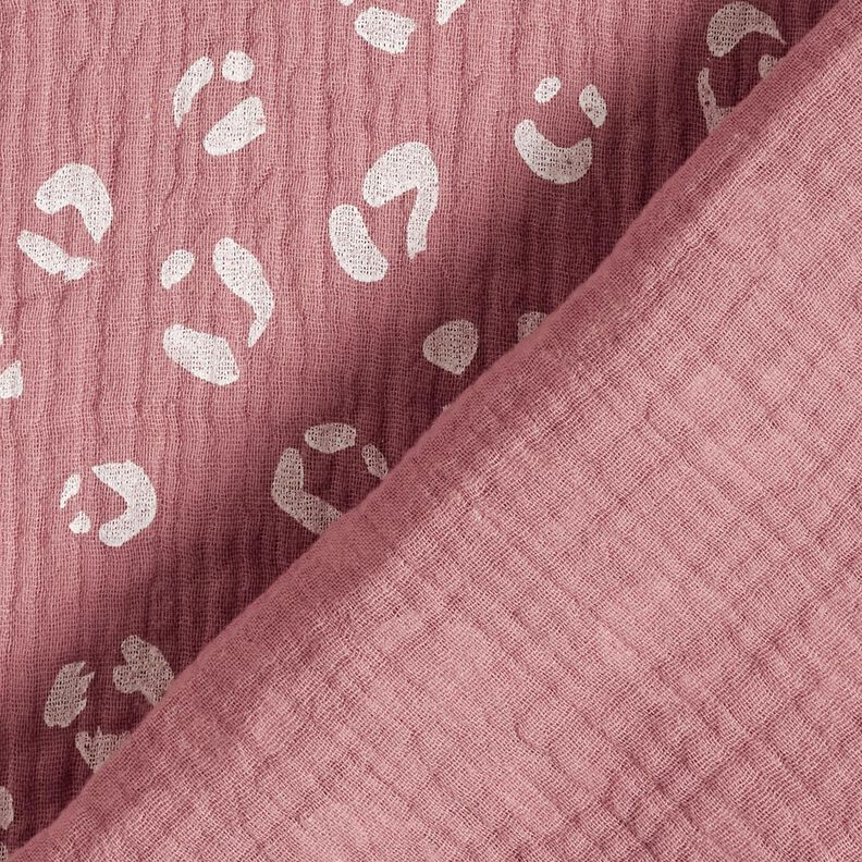 Double Gauze/Muslin large leopard pattern – dark dusky pink/white,  image number 4