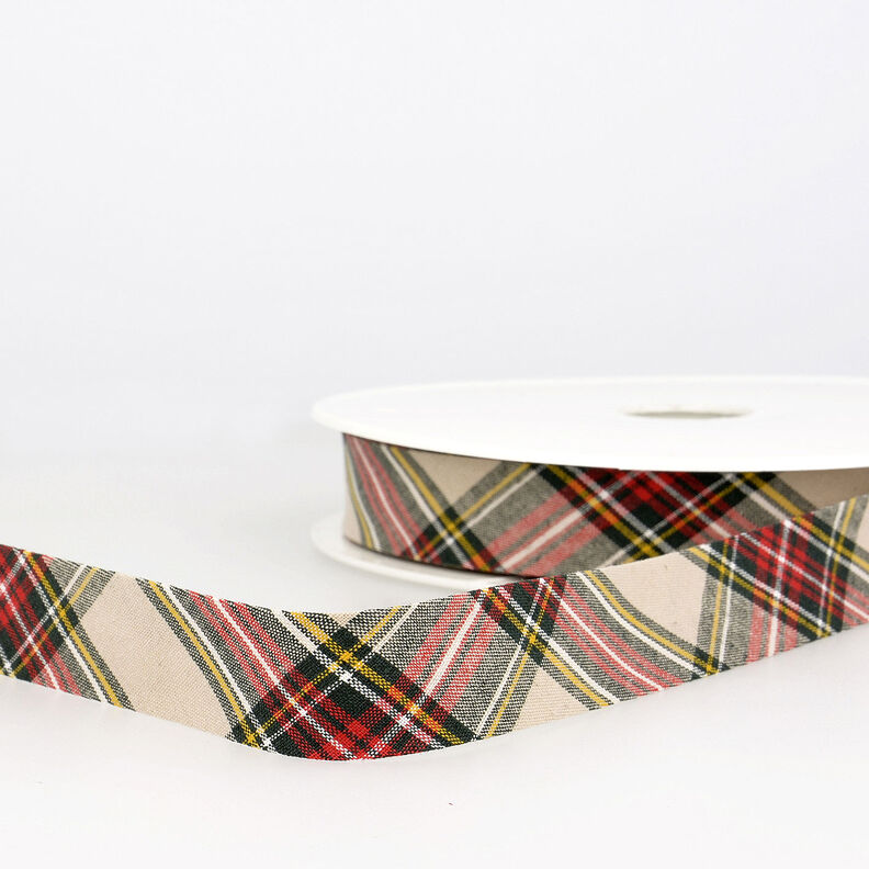 Bias binding Tartan [20 mm] – beige,  image number 1