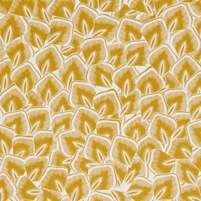 Cotton Cretonne Abstract leaves – mustard/ivory, 