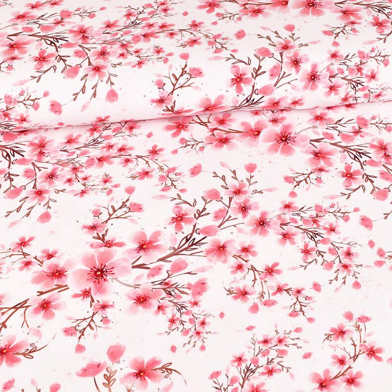 Cotton Jersey Cherry blossom | Glitzerpüppi – white,  image number 2
