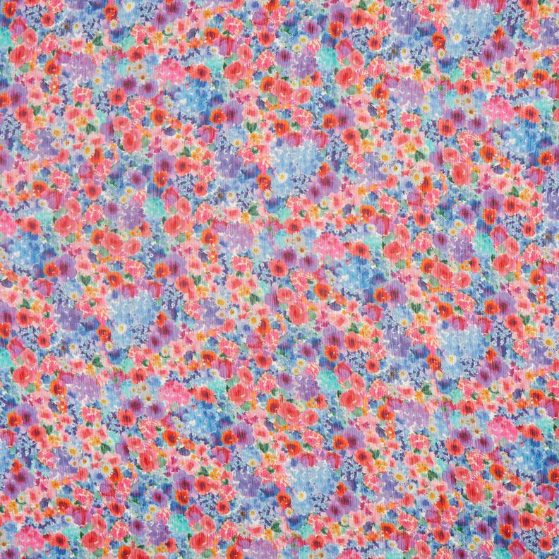 Crepe Chiffon flower meadow – pink/blue,  image number 1