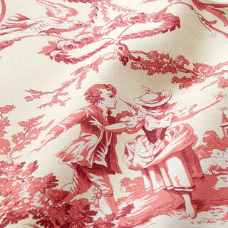 Decor Fabric Canvas romantic couple 280 cm – burgundy/cream, 