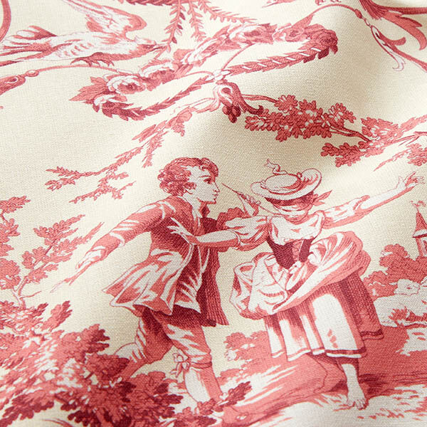 Decor Fabric Canvas romantic couple 280 cm – burgundy/cream,  image number 2