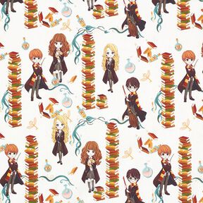 Cotton poplin licensed fabric Harry Potter book stack | Warner Bros. – white, 