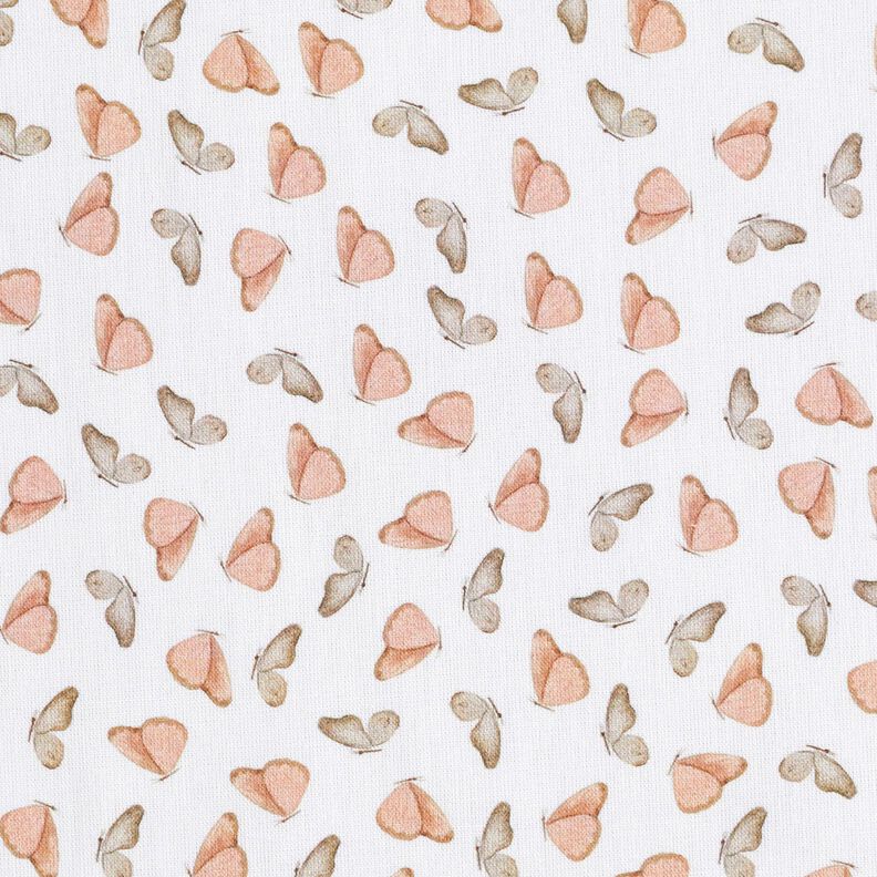 Cotton Poplin delicate butterflies Digital Print – white,  image number 1