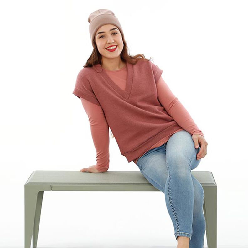 FRAU ULLI - short sleeveless jumper with a V-neck, Studio Schnittreif | XS - XXL,  image number 3