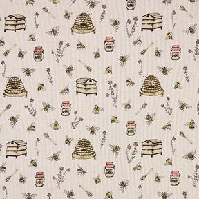 Decor Fabric Half Panama Bees and Honey – natural, 